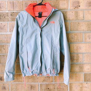 The North Face Grey & Neon Pink Rain Jacket